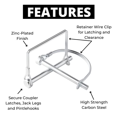 Pinailer Pack of 10 Trailer Pin – 2-3/4" x 1/4" (L x W) – Featuring PTO Pins, Lock Pins, Trailer Hitch Pins, and Shaft Locking Coupler Pins for Farm Trailers, Towing, Lawn Equipment and Hitches