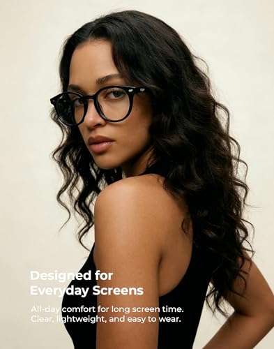 Image of TIJN Blue Light Blocking Glasses Men Women Vintage Thick Round Rim Frame Eyeglasses
