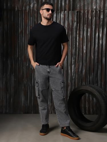 Image of High Star Men Cotton Washed Straight Fit Mid-Rise Regular Jeans