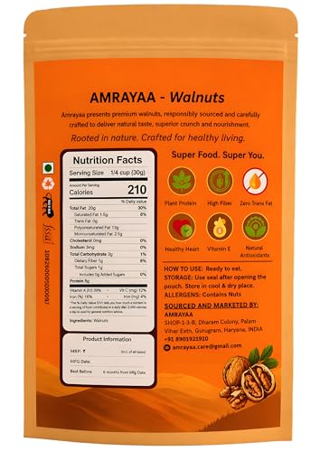 Image of AMRAYAA Premium Walnut Kernels 250g | Dried Akhrot Giri, Fresh