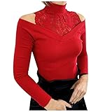 Élégant t shirt à manches longues pour femme avec détails en dentelle dans un style chic et unisexe   Pour des tenues décontractées à la mode   Occasions spéciales dans une coupe gracieuse, rouge, S