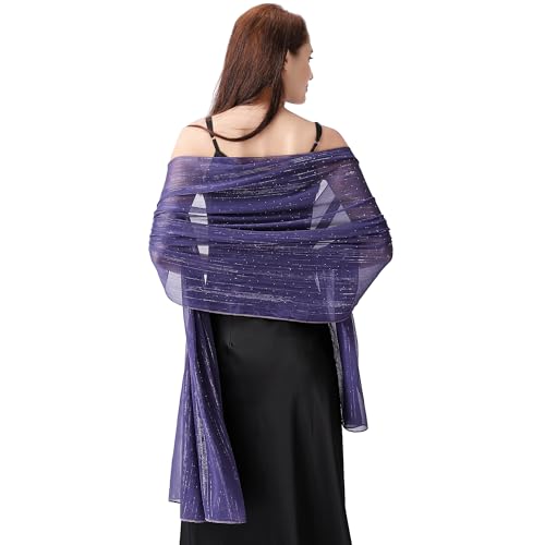 Ladiery Damen Schals und Tücher für Abendkleider, Leichtes Weiches Chiffon mit Glitzernden Strasssteinen, Formelle Schals und Tücher für Hochzeiten