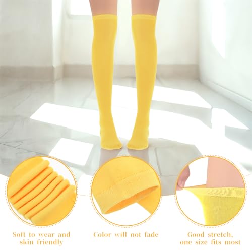 1 Pair Thigh High Leg Warmers, Yellow Thigh High Socks for Women Over the Keen Socks- Soft Cotton Yellow Leg Warmers Long Stockings, Standard Size2