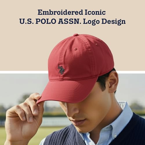 Image of U.S. Polo Assn. Baseball Cap, 100% Cotton Adjustable Dad Hat with Small Pony Logo