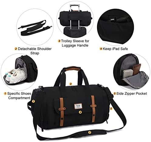 Sucipi Travel Duffle Bag for Women,Weekender Bags,Carry on Bag,Overnight Bag,Gym Bags for Womens with Shoes Compartment Waterproof Black 6 Sucipi Travel Duffle Bag for Women,Weekender Bags,Carry on Bag,Overnight Bag,Gym Bags for Womens with Shoes Compartment Waterproof Black