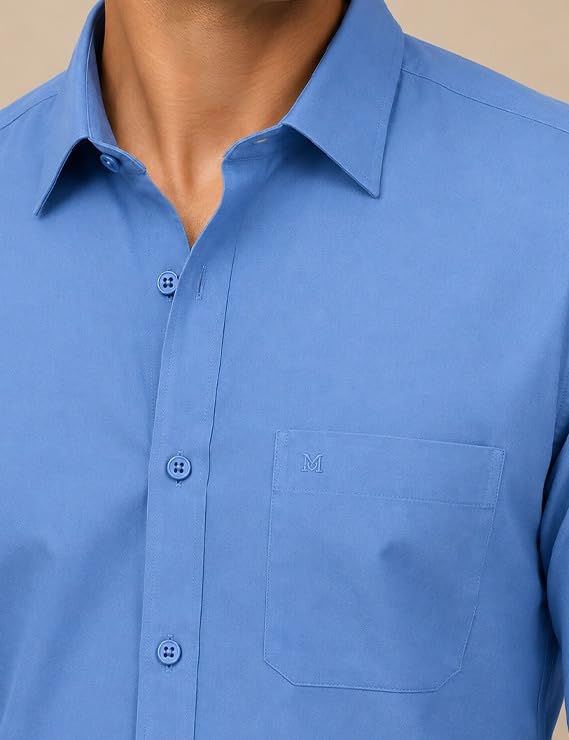 Image of Men's Solid Plain Formal Shirt | Regular Fit Full Sleeve Wrinkle Resistant Spread Collar Shirt | Office Wear, Business Wear & Casual Wear