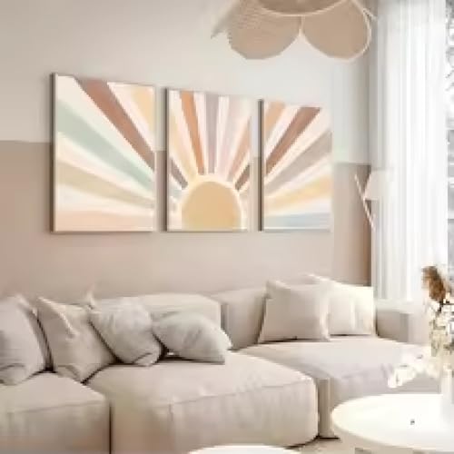 Affiche d'art bohème arc-en-ciel soleil pour raviver un mur blanc vide - 2