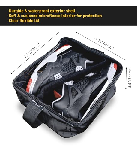 SoleGuardian XXL Sneaker Travel Case – U.S. Brand – Clear Waterproof Lid, Adjustable Dividers – Soft Bag Organizer for up to 4 Pairs of Casual, Athletic, Golf & Sports Shoes, Gift for Men & Women (1)2