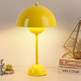 COSYLUX Modern Small Table Lamp for Bedroom, Cute Dome Shade Reflecting Light Reading Lamp for Living Room, Kid's Room, Study, Office, Beside Bedside Nightstand Desk Lamp(Yellow)