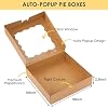 Moretoes 38pcs Pie Boxes, 10x10x2.5 Inches Auto-Popup Bakery Boxes with Window for Cookies, Treats, Cake, Pies, Chocolate Covered Strawberries, Macarons, Donuts, Muffins