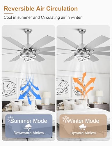 Image of 72 inch Large Modern Ceiling Fans with Lights and Remote Control