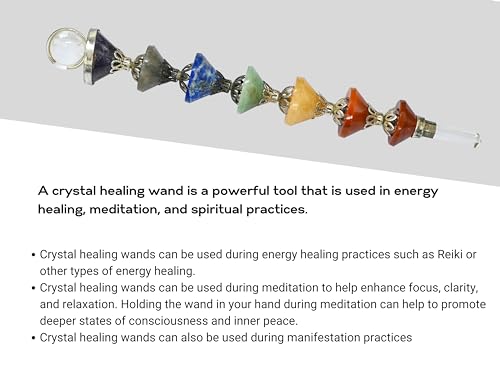 Image of Crystal Heaven Crystal Chakra Wand Healing Crystal Wands - Chakra Cone Pyramid Crystal Wand For Meditation, Healing, Yoga, Magic And More - Crystals And Healing Stones Gift