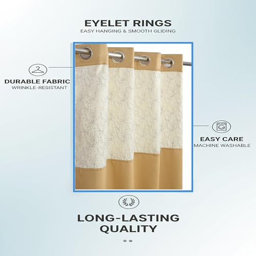 Image of IVAZA Dual-Tone Design 100% Complete Blackout Curtains - Room Darkening Curtain for Long Door -, Heavy Blackout, Thermal Insulation Curtains,Black Out Curtains 10 feet Long Set of 2 Beige