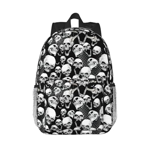 Sac à dos confortable tête de mort avec bretelles rembourrées anti-stress pour le collège