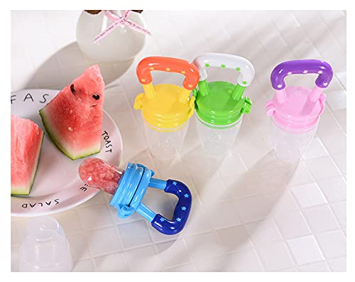 Image of Yummy Baby Fresh Fruit & Food Feeding Teether (2 Pack), Food Grade, BPA-Free, Ultra-Soft Silicone Pouches (Blue /Green Stars)