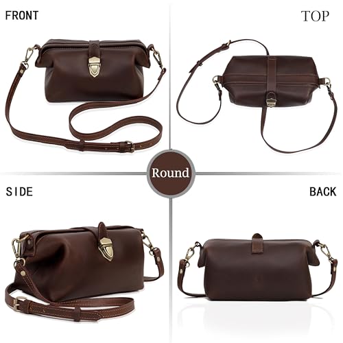 Premium Leather Cosmetic Bag for Women – Large Capacity Travel Makeup Organizer Pouch with Handle & Shoulder Strap, Vanity Makeup Case, Durable Leather Bag & Cosmetic Organizer For Travel - Brown4