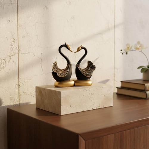 Image of Romantic Swan Couple | Desicts Lifelong Love | Ceramic Centerpiece Home Decor | Valentines,Wedding, Anniversary, Birthday Gift