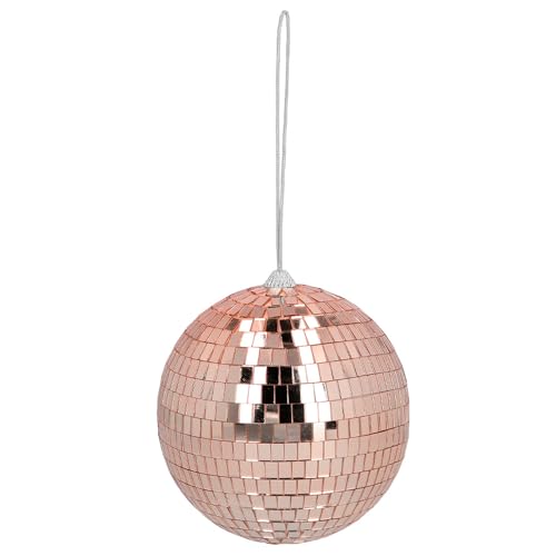 Boland - Glänzende Discokugel, Durchmesser ca. 15 cm, Disco Fever, Hängedeko, Dekoration für Party oder Silvester, Rosegold