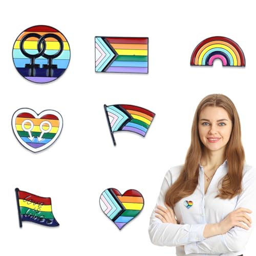 WUSJCOF Pride Pin Arc-en-ciel, 7 pièces Broches Gay Pride, Citations inspirantes, LGBT Pins, Badge LGBT, Accessoire Pins (Arc-en-ciel)