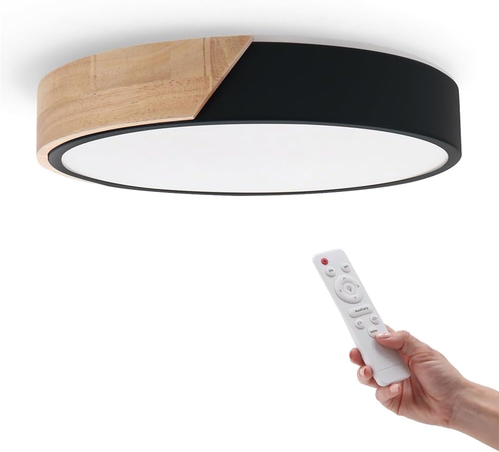 M Ledme - Plafón LED Techo Negro Redondo 24W con Mando a distancia, Regulable 2700K-6500K blanco frío a cálido e intens…