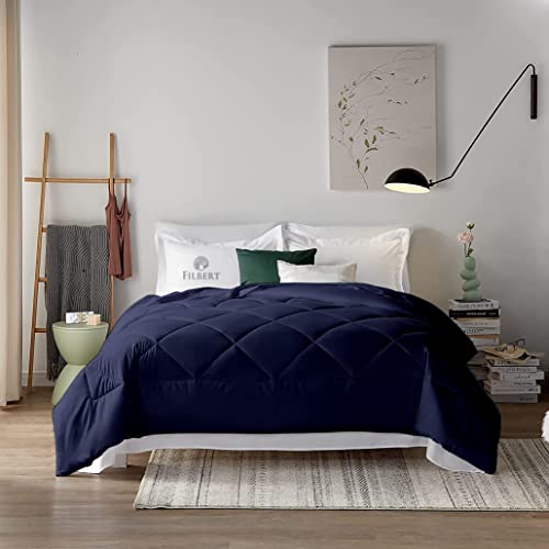 Image of Filbert - 400 GSM Microfiber Rajai King Size Comforter, Super Soft Heavy King Size Blanket for Winter Diamond Stitch (92 inch x 106 inch Inches /233cm x 269cm) - Comforter King Size|Navy Blue