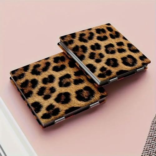 Espejo para maquillaje portátil doble cara estampado leopardo miniatura 6