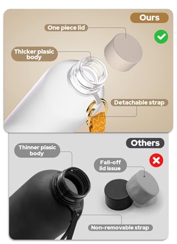 Image of Opard Slim Water Bottle 32oz, Dishwasher Safe Plastic Water Bottle BPA-Free, Leakproof Screw Top, Cream White, Reusable for Travel School Sport Gym Hiking