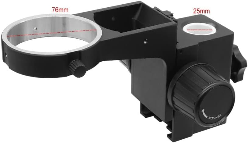 Microscope Accessories Kit 76mm Diameter Zoom Stereo Microscopes Holder Adjustable Bracket Stand 25mm Rod Bar Pillar, for Binocular Trinocular Microscopio Microscope Slides(76mm Black Holder)
