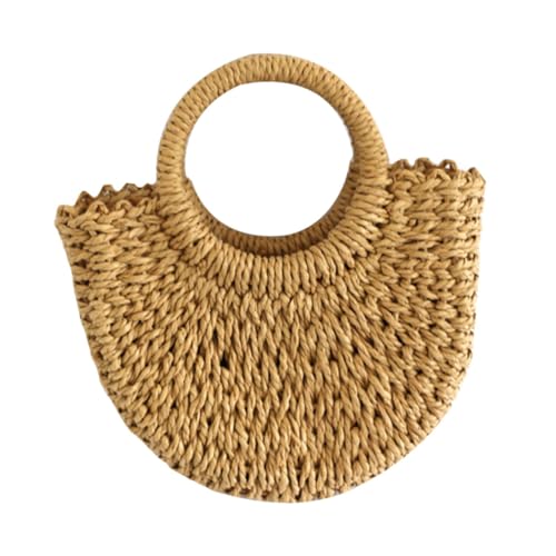 Sac demi-lune marron grand format en matière synthétique pour femme
