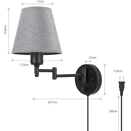 Luz de Pared con Interruptor vintage regulable en blanco para lectura y dormitorio confortable 5