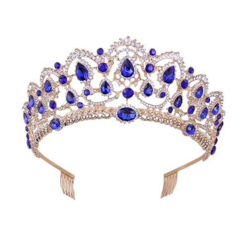 Couronne de mariage baroque strass bleu coiffe dorée mariée serre-tête
