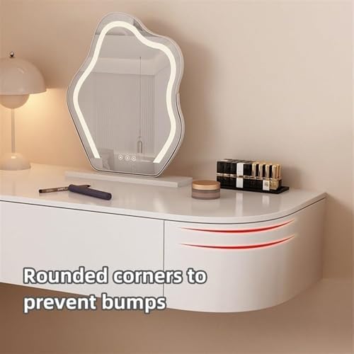 Modern Floating Vanity Makeup Table - White Corner Desk with Drawers, Stylish Storage Cabinet & Bedside Nightstand (47.2 x 15.7 x 7.1 in) - Space-Saving Design