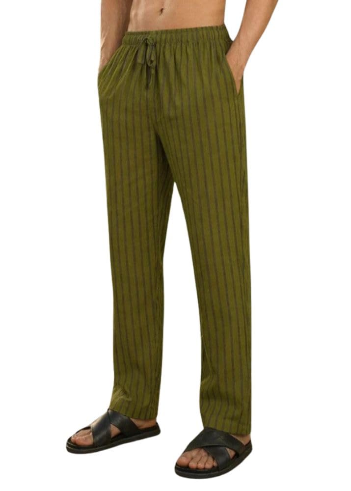 Men’s Olive Cotton Linen Pajama Pants – Relaxed Fit Breathable Lounge Bottoms with Elastic Waist & Adjustable Drawstring for Sleepwear, Home, Travel, Vacation & Everyday Comfort (VE-2)-picture-38