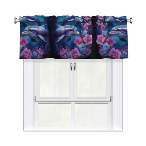 QAZWZML Paire de dauphins - Rideaux décoratifs imprimés - 137 x 45 cm - Pour chambre à coucher, cuisine et balcon