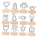 NUOBESTY 12stücke Holz Visitenkartenhalter mit Memo-klammern Tischkartenhalter aus Eisen für Notizen und Fotos Kreativer Büroeinrichtungsgegenstand Rustikales Design für Zuhause und Büro
