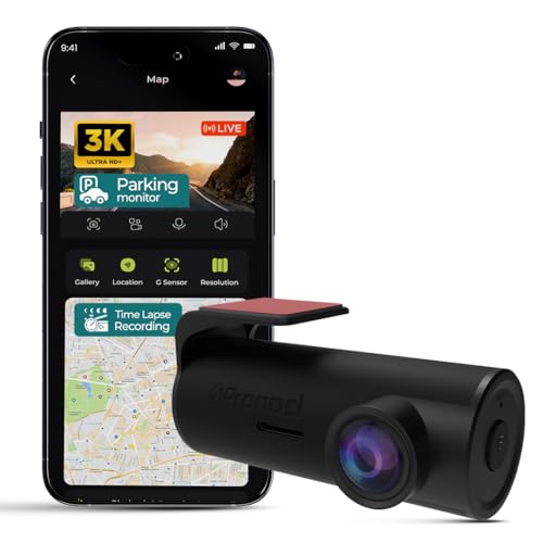 Image of PRONOD PRO Z-2K Dash Cam for Car Front Only | 360 Rotatable Dashcam for Car with Mic | Night Vision, WiFi App Control, G-Sensor | 24H Parking Mode, Supports 128GB | Free Hardwire Kit