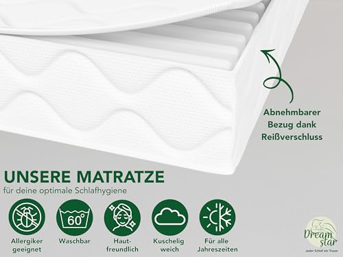 DREAMSTAR Ergo Flex XXL Duo 7-Zonen Matratze 90x200 cm | H2&H3 | Ergonomische Kaltschaummatratze |...