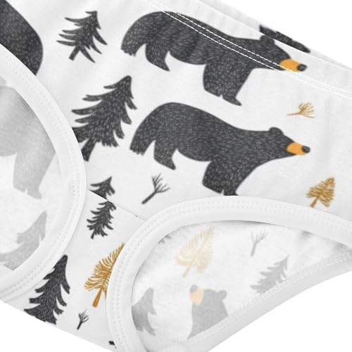 ZZKKO Abstract Black Bear Tree Girls Underwear Toddler Panties for Girls Comfort Brief Size 2T-8Y3
