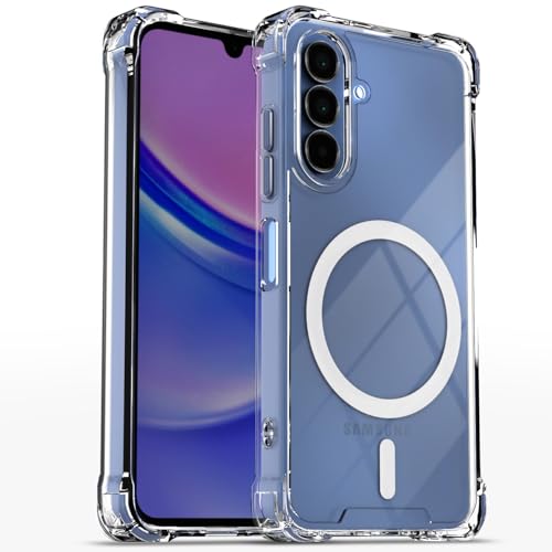 Image of Pikkme Back Cover for Samsung Galaxy A15 4G / A15 5G Mag-Safe Shockproof PC + TPU Protective Case Magnetic Support Bumper Case (Transparent Mag-Safe)