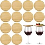 PercyEffie 12 Pcs 4 Inch bamboo Wine Glass Charcuterie Topper, Mini Charcuterie Board Wine Appetizer Plate Glass Cover for Party Gathering Bar Restaurant