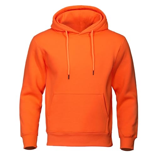 Men's Solid Color Fleece Hoodie Casual Long Sleeve Drawstring Sweatshirt Fashion Pullover with Pocket3