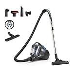 Amazon Basics Cylinder Vacuum Cleaner Bagless 1.3L Compact Lightweight with Triple-Action Nozzle, HEPA Filter, 850W, for Carpet and Hard Floor, Grey