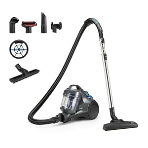 Amazon Basics Bodenstaubsauger ohne Beutel 1.3L Kompakt Leichtgewicht mit 3-Fach-Aktionsdüse, HEPA-Filter, 850W, für Teppich und Hartböden, Grau