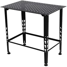 Steel Welding Table, 36 x 24inch Industrial Workbench, Heavy Duty Welding Fabrication Table with Height Adjustable Stop Base, Weld Table for Welding Sawing, 600lbs Load Capacity