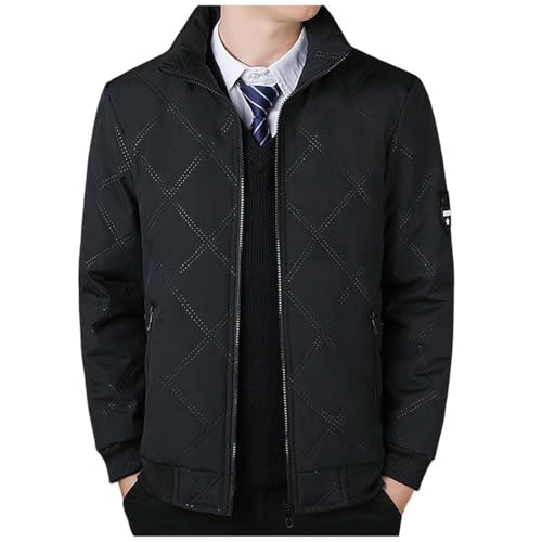 Cexiakong - Chaqueta de invierno para hombre con cuello de piel sintética extraíble, Negro , XXL