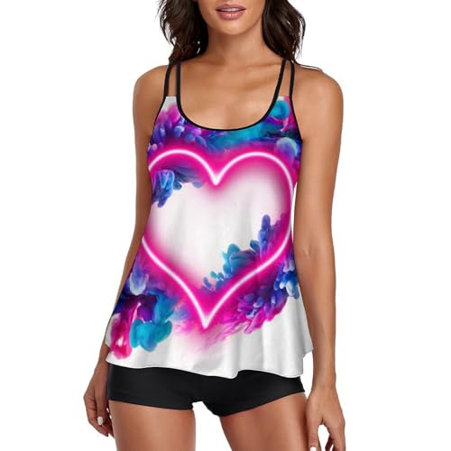 Maillot de Bain Tankini Dissimulant Ventre et Cuisses avec Short de Garçon