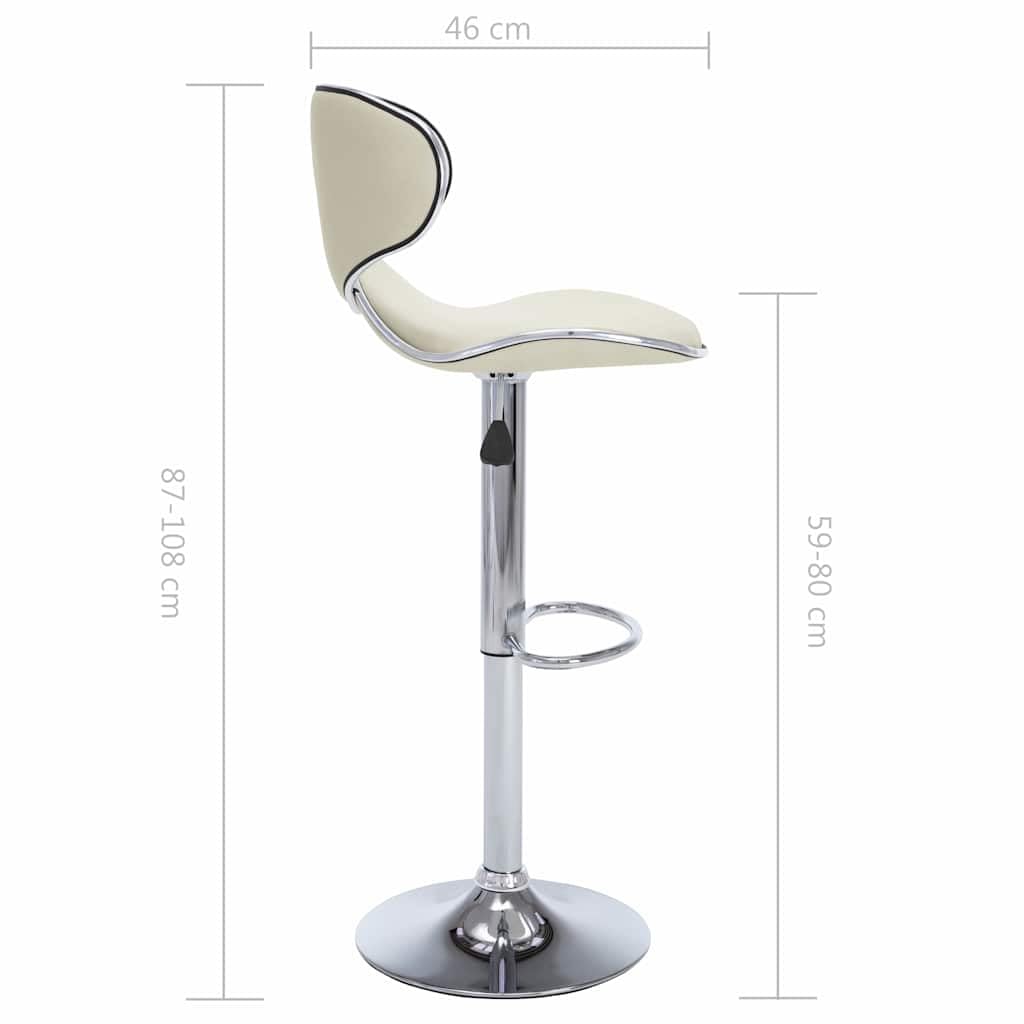 Sillas de bar 2 piezas Cuero Piel Crema Ajustable Girar