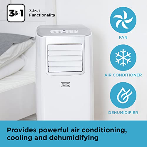 BLACK+DECKER BXAC40005GB Portable 7000 BTU 3-in-1 Air Conditioner, Dehumidifier and Cooling Fan, LED Display, 2 Speed Settings, 24 Hour Timer, Remote Control, 7,000 BTU, White - Image 4