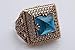 Turkish Handmade Jewelry Hurrem Square Shape Ocean Blue and Round Cut Topaz 925 Sterling Silver Jewelry Set Earrings,Pendant and Ring Size Option