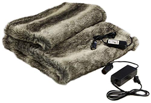 Faux Fur Cozy Heated Throw Blanket for Home and Auto (58 x 36)
